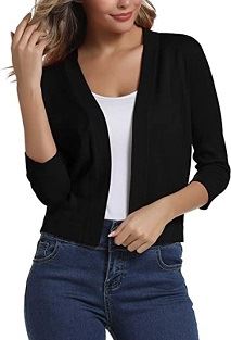 Elegantní svetr Shrug 3/4 rukáv zkrácený Cardigan